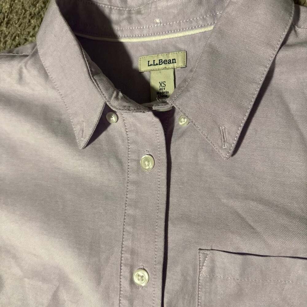 LL Bean Oxford Shirt Size XS Petite Purple Cotton